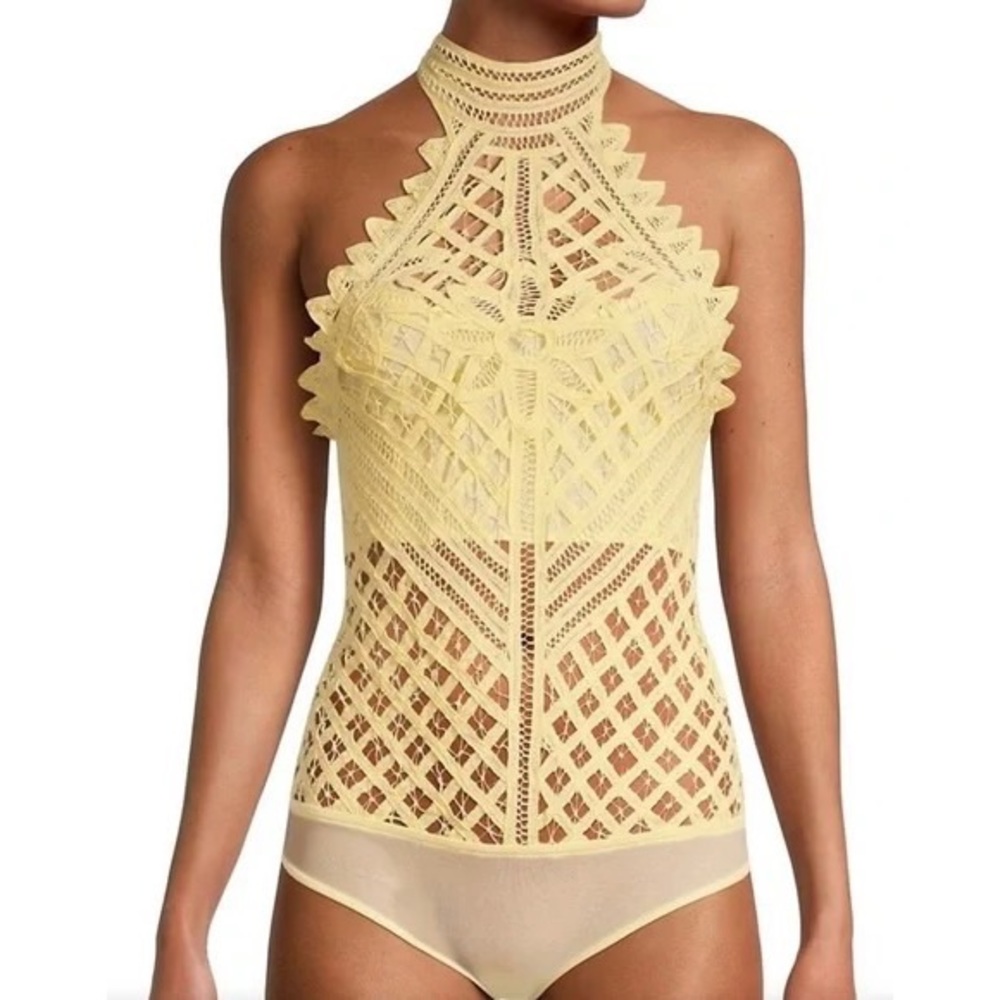 Intimately Free People Vintage Yellow Lace Bodysuit, NWT Size M